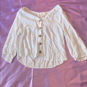 mid sleeve faded baby blue top